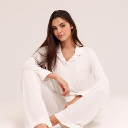 Alara Bamboo Pajamas — Cloud White