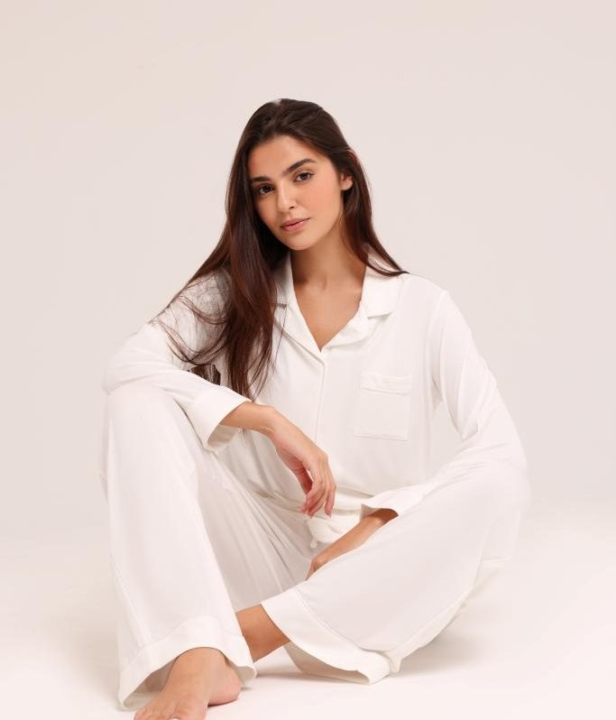 Alara Bamboo Pajamas — Cloud White