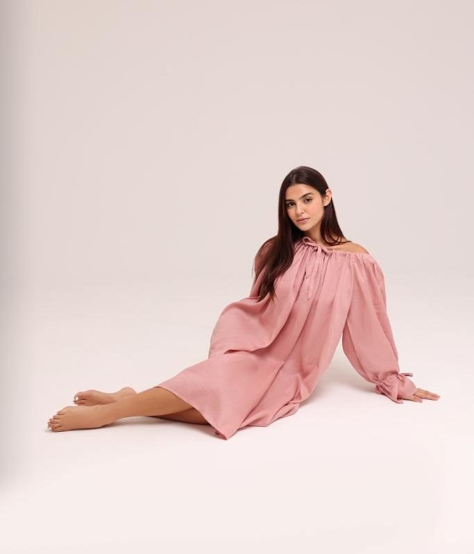 Alara Linen Dress — Petal Pink